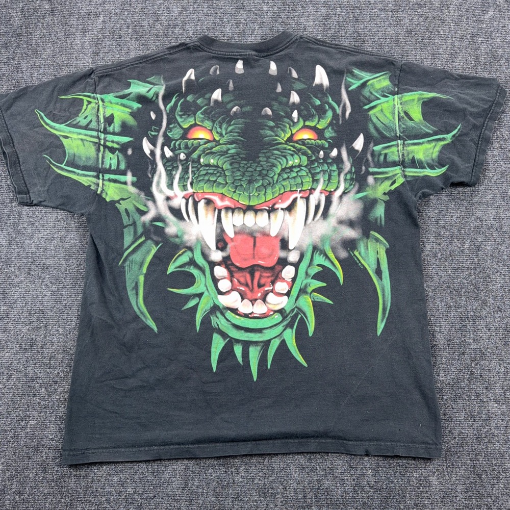 Liquid Blue AOP Dragon Graphic T-Shirt 1996 Vintage Double Sided Black XL Mens - Picture 6 of 9